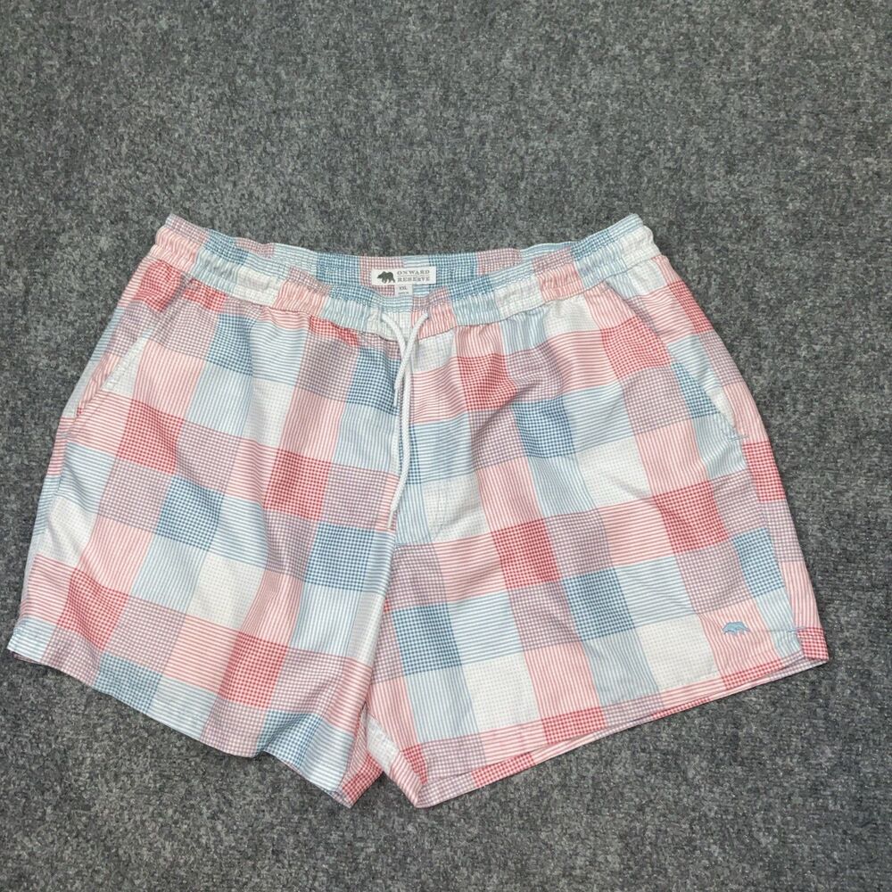 Onward Reserve Shorts Mens Size XXL Red Blue Atlantic Swim Trunks Lined outdoors
